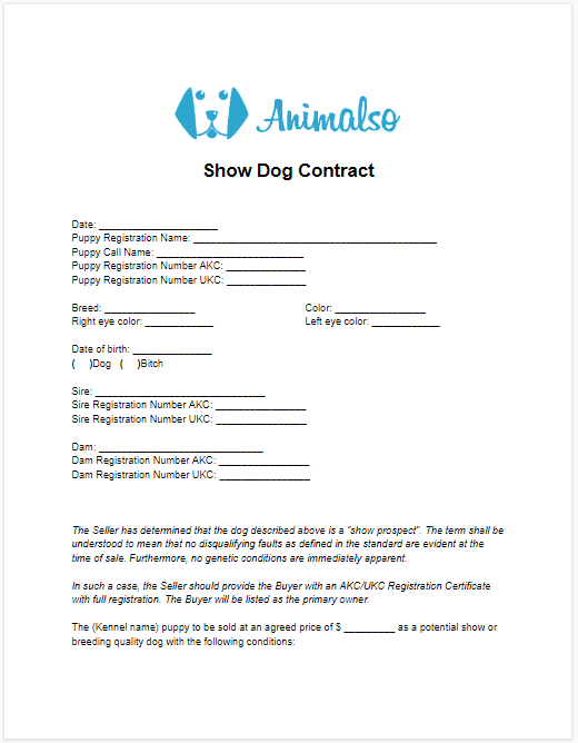 Show Dog Contract